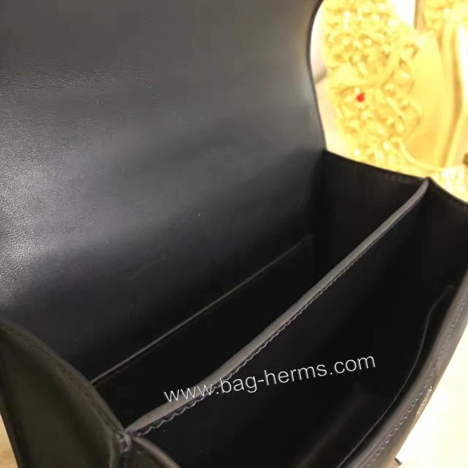 エルメス コンスタンス ミニ ブラック ボックスカーフ シルバー金具