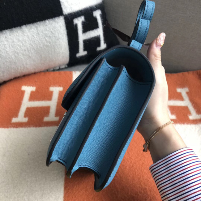 エルメス コンスタンス ミニ ヴォーエプソン ブルージーン シルバー金具