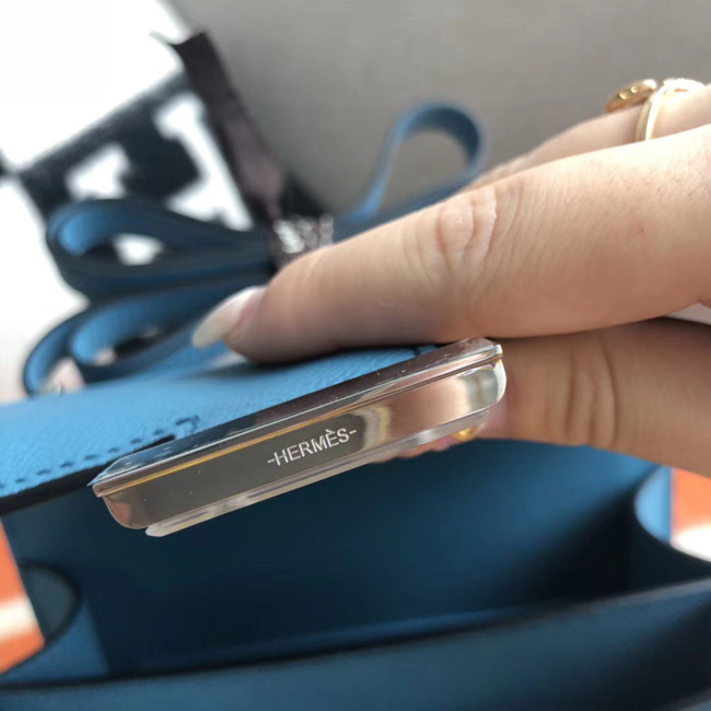 エルメス コンスタンス ミニ ヴォーエプソン ブルージーン シルバー金具