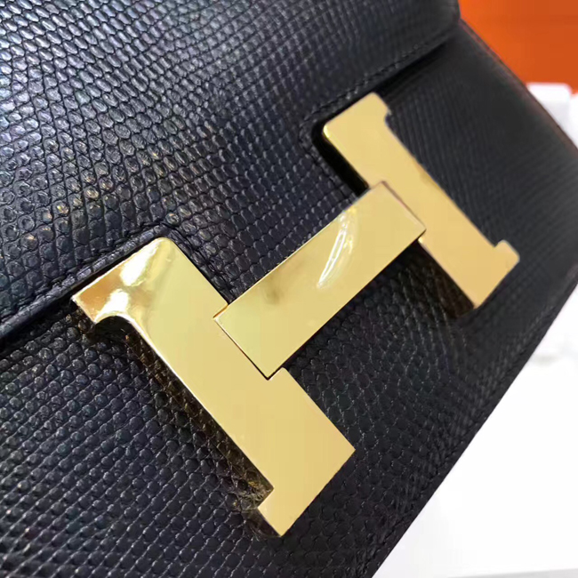エルメス コンスタンスミニ ブラック リザード ゴールド金具