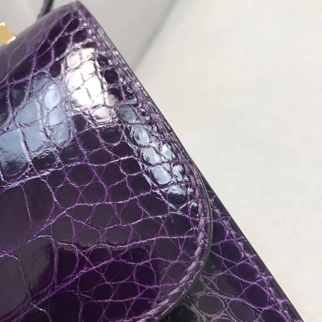 エルメス コンスタンスミニ アメジスト クロコダイル ゴールド金具