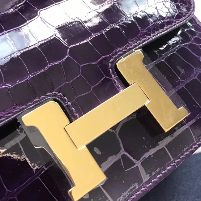 エルメス コンスタンスミニ アメジスト クロコダイル ゴールド金具