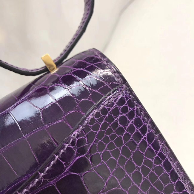 エルメス コンスタンスミニ アメジスト クロコダイル ゴールド金具