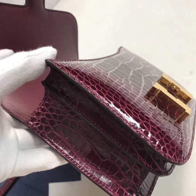 エルメス コンスタンスミニ ルージュアッシュ クロコダイル ゴールド金具