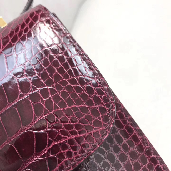 エルメス コンスタンスミニ ルージュアッシュ クロコダイル ゴールド金具