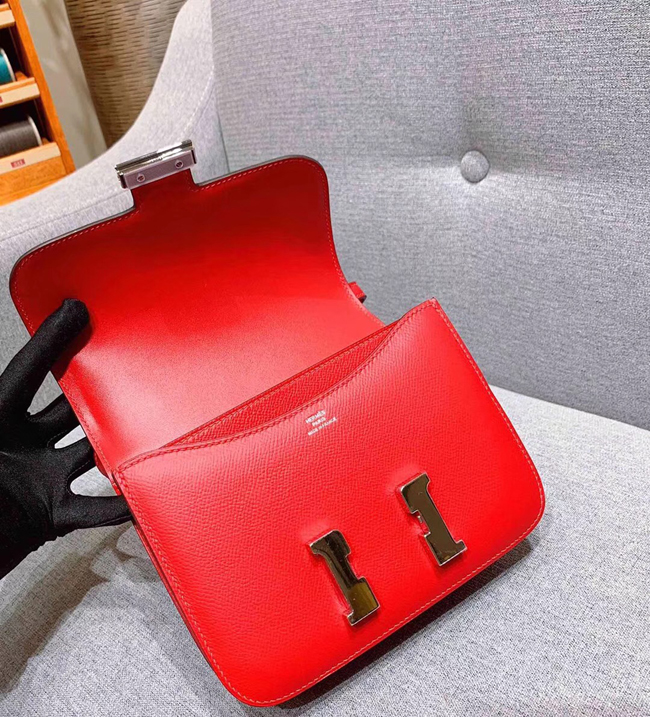 エルメス コンスタンスミニ ルージュアッシュ ヴォーエプソン シルバー金具