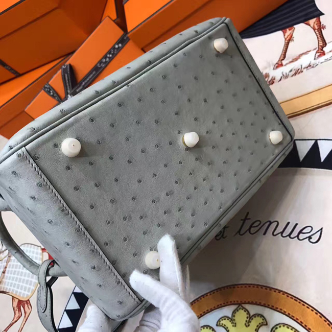 エルメス リンディ26 ブルーグラシエ オーストリッチ ゴールド金具