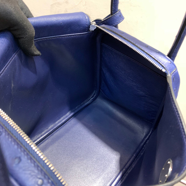 エルメス リンディ26 ブルートンペット オーストリッチ シルバー金具