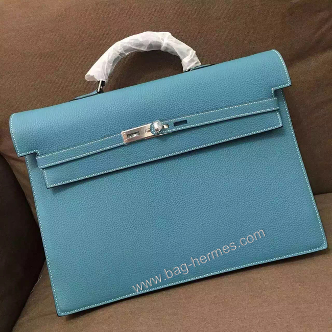 エルメス ケリー デペッシュ38 ブルージーン トリヨン シルバー金具