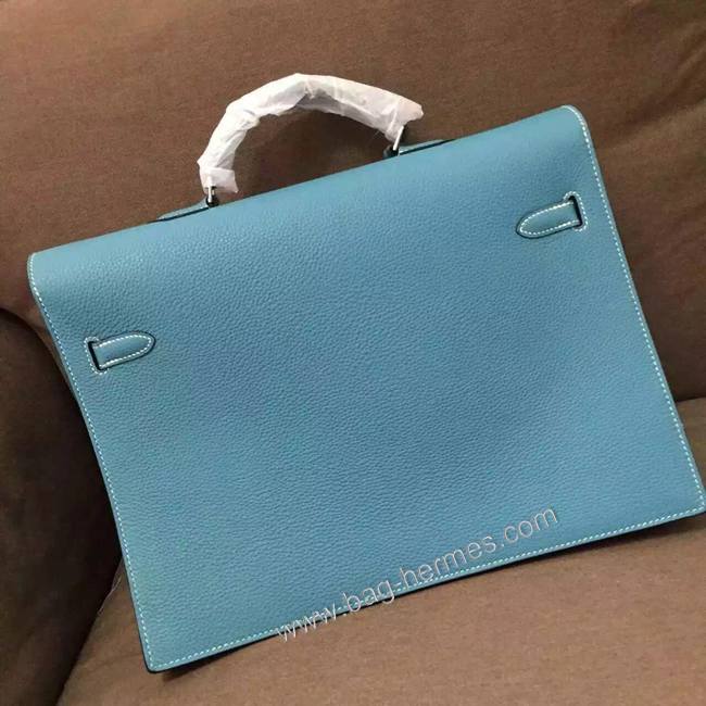 エルメス ケリー デペッシュ38 ブルージーン トリヨン シルバー金具