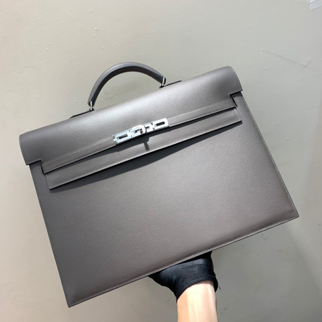 エルメス ケリー デペッシュ38 グリアスファルト ヴォーエプソン シルバー金具