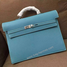 エルメス ケリー デペッシュ38 ブルージーン トリヨン シルバー金具