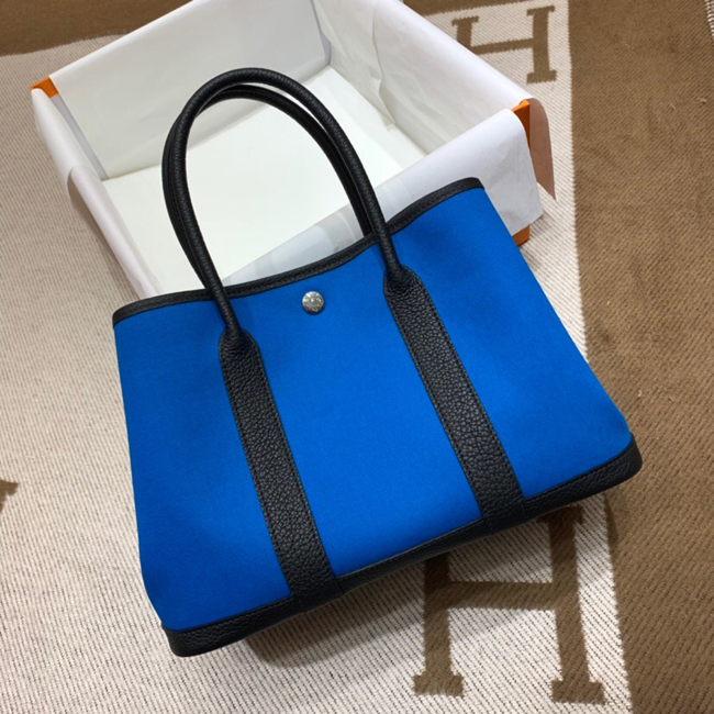 エルメス ガーデンパーティTPM ブルーザンジバル トワルオフィシエ/フィヨルド シルバー金具