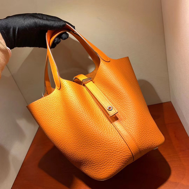 エルメス ピコタンロックMM オレンジ クレマンス シルバー金具
