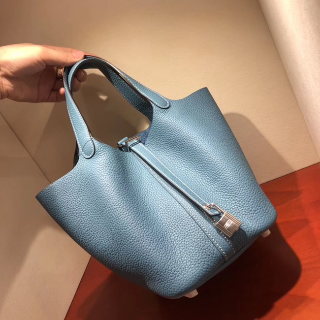 エルメス ピコタンロックエクラMM ブルージーン クレマンス シルバー金具
