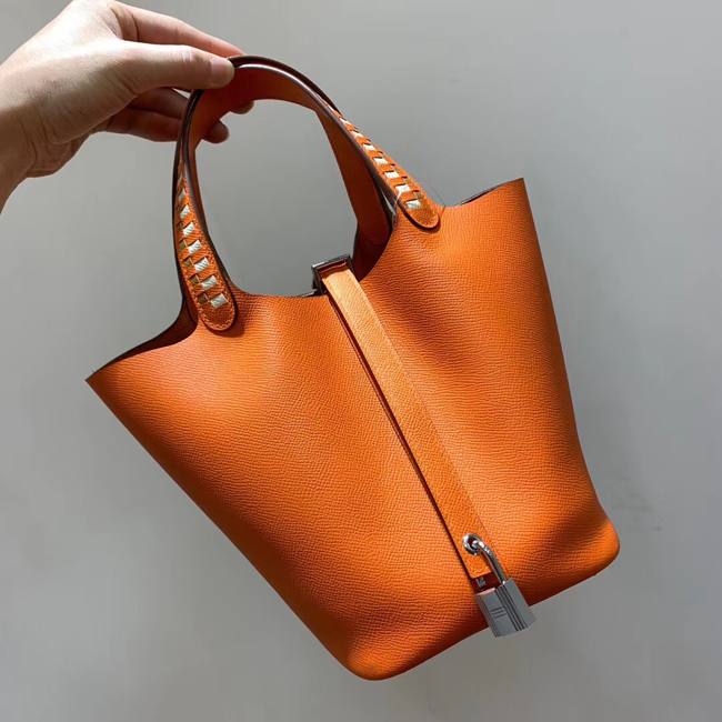 エルメス ピコタンロックトレサージュMM オレンジ ヴォーエプソン シルバー金具