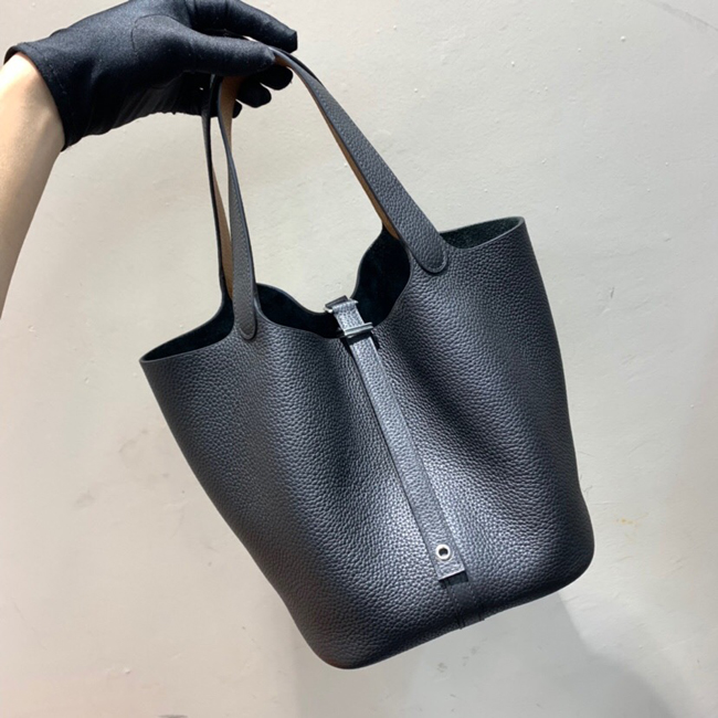 エルメス ピコタンロックエクラMM ゴールド/ブラック クレマンス シルバー金具
