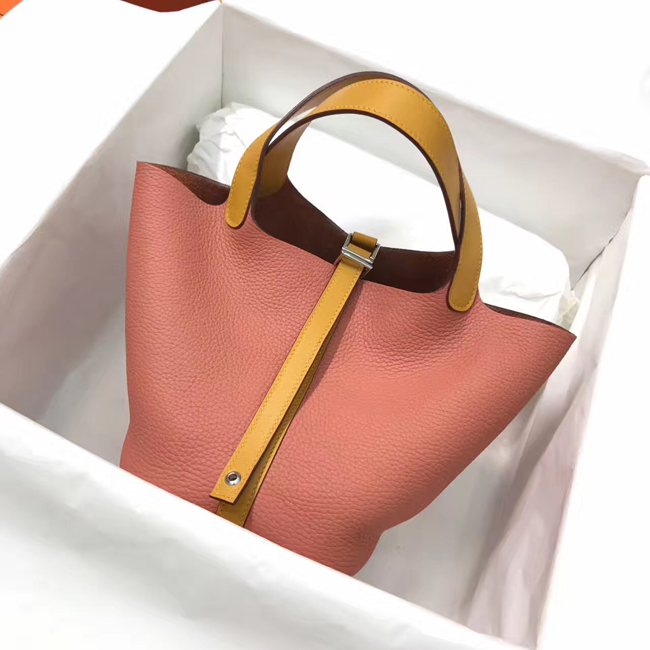エルメス ピコタンロックエクラMM ジョーヌドール/フラミンゴ クレマンス シルバー金具