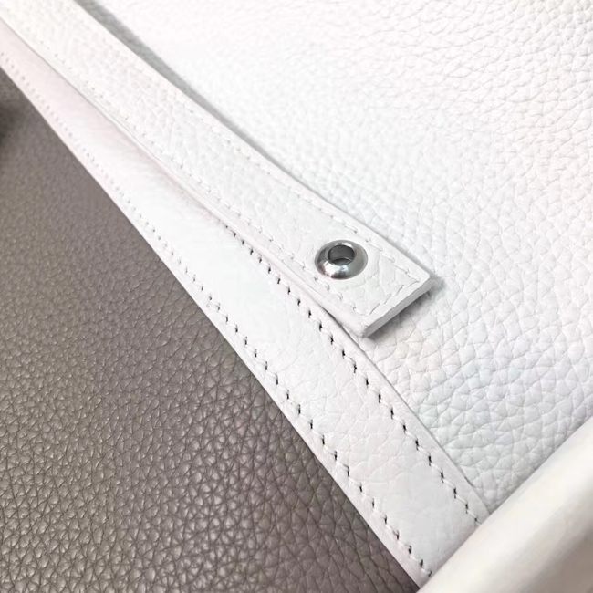 エルメス ピコタンロックエクラMM ホワイト/エトゥープ クレマンス シルバー金具