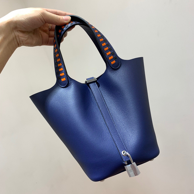エルメス ピコタンロックPM ブルートンペット ヴォーエプソン シルバー金具