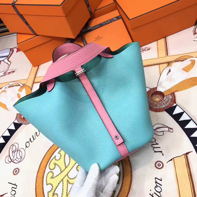 エルメス ピコタンロックエクラPM ピンク/ブルーアトール クレマンス シルバー金具