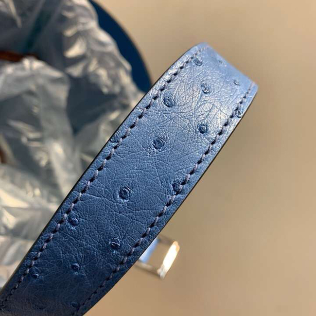 エルメス ピコタンロックMM ブルードガリス オーストリッチ シルバー金具