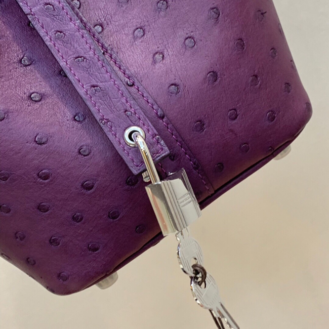 エルメス ピコタンロックMM アネモネ オーストリッチ シルバー金具