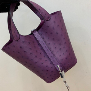 エルメス ピコタンロックMM アネモネ オーストリッチ シルバー金具