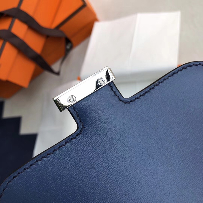 エルメス コンスタンス コンパクト ブルーアガット ヴォーエプソン シルバー金具
