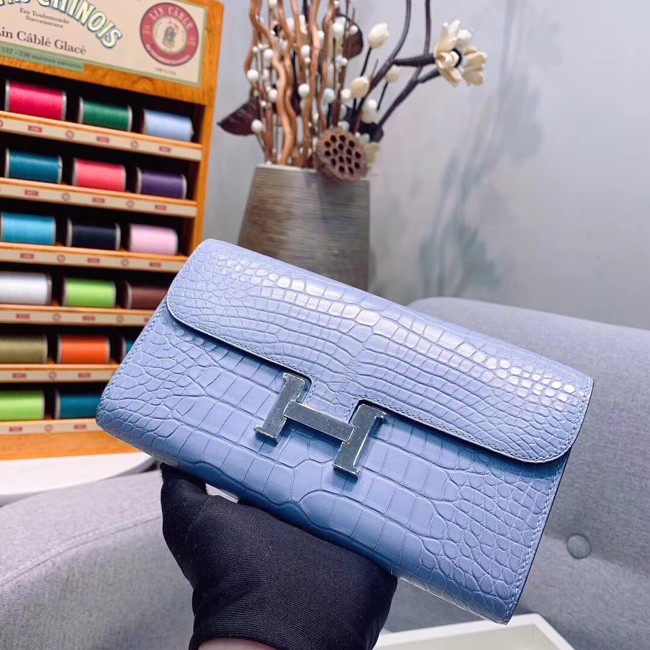 エルメス コンスタンスロング ブルーラン クロコダイル シルバー金具