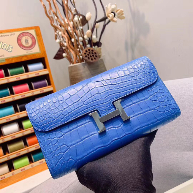 エルメス コンスタンスロング ブルーゼリージュ クロコダイル シルバー金具