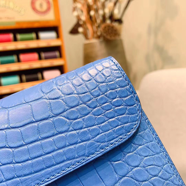エルメス コンスタンスロング ブルーゼリージュ クロコダイル シルバー金具