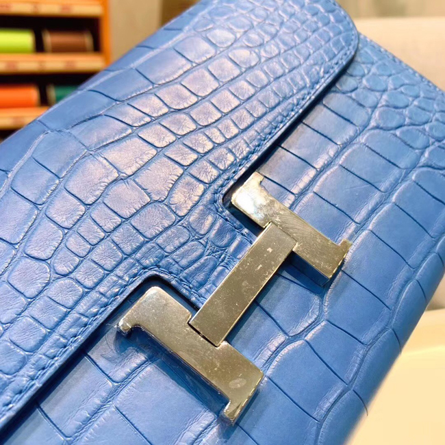 エルメス コンスタンスロング ブルーゼリージュ クロコダイル シルバー金具