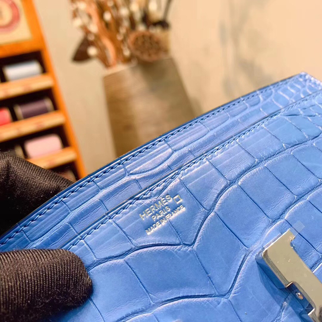 エルメス コンスタンスロング ブルーゼリージュ クロコダイル シルバー金具