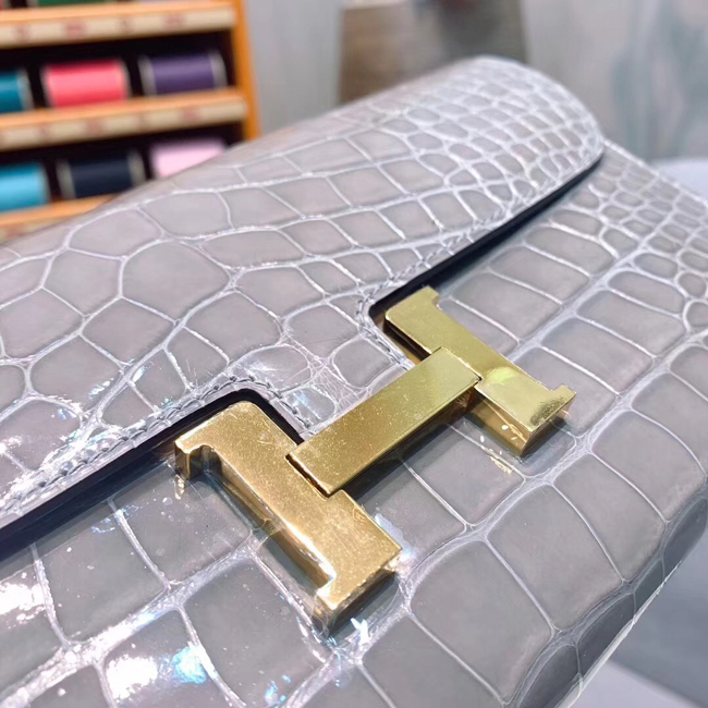 エルメス コンスタンスロング セージ クロコダイル ゴールド金具