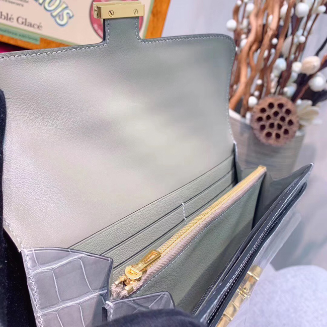 エルメス コンスタンスロング セージ クロコダイル ゴールド金具
