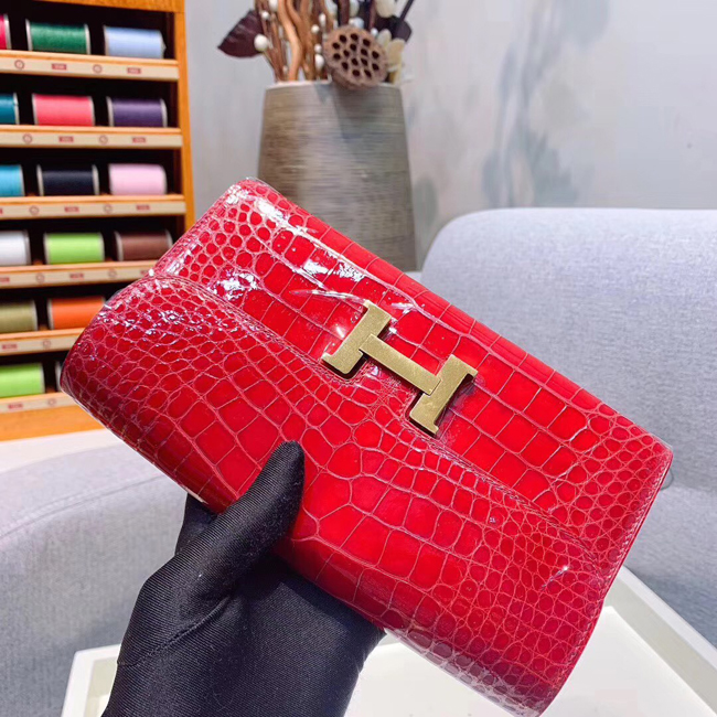 エルメス コンスタンスロング ブーゲンビリア クロコダイル ゴールド金具