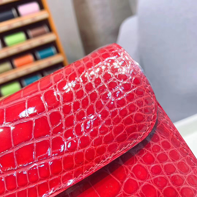 エルメス コンスタンスロング ブーゲンビリア クロコダイル ゴールド金具