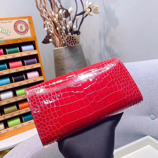 エルメス コンスタンスロング ブーゲンビリア クロコダイル ゴールド金具
