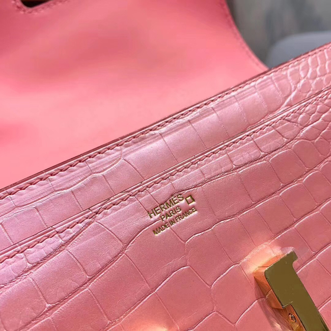 エルメス コンスタンスロング ピンク クロコダイル ゴールド金具