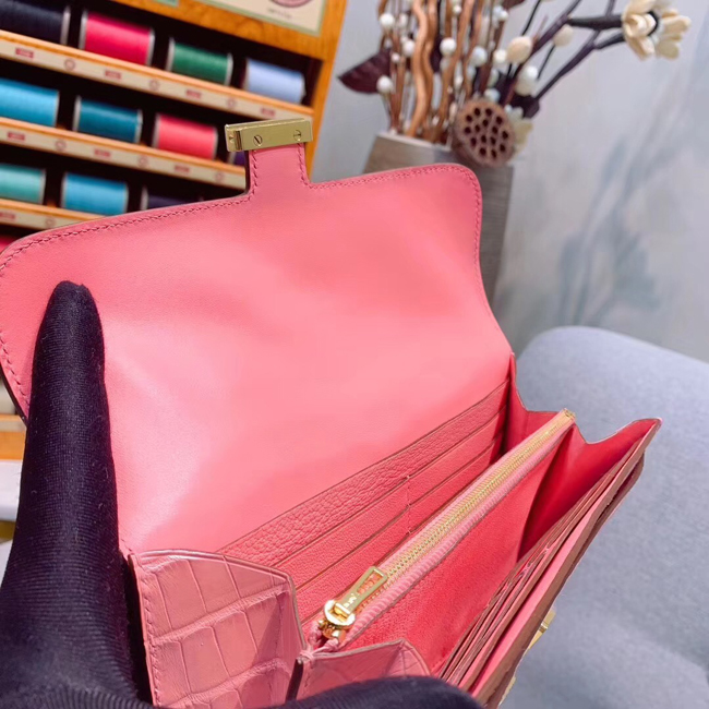 エルメス コンスタンスロング ピンク クロコダイル ゴールド金具
