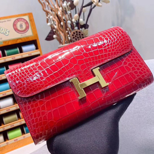 エルメス コンスタンスロング ブーゲンビリア クロコダイル ゴールド金具